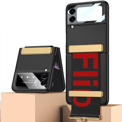 GKK Ultra-thin Full Coverage Phone Flip Case with Wristband, For Samsung Galaxy Z Flip4