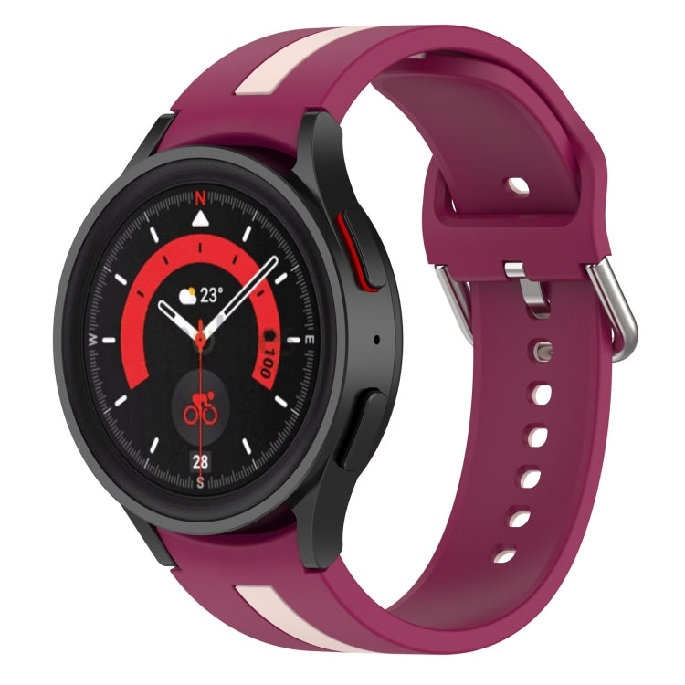 Two-color Stripe Silicone Watch Band, For Samsung Galaxy Watch5 / Watch5 Pro