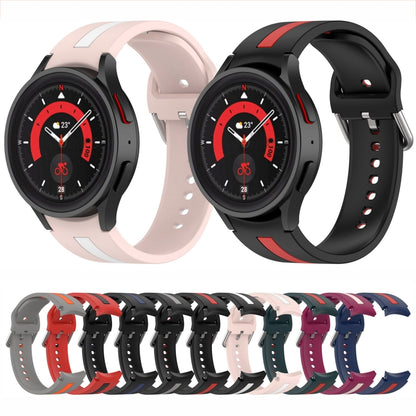 Two-color Stripe Silicone Watch Band, For Samsung Galaxy Watch5 / Watch5 Pro