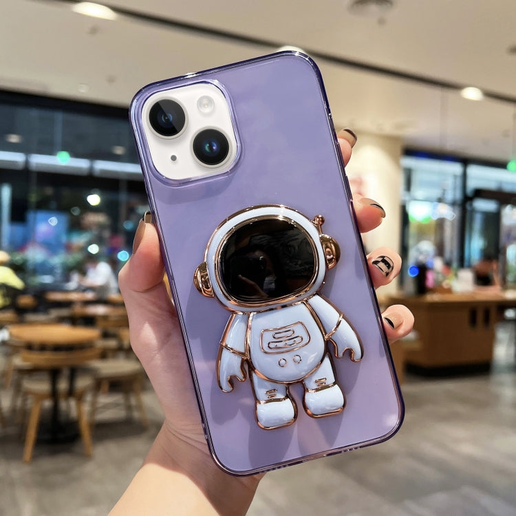Plating Astronaut Holder TPU Phone Case, For iPhone 14, For iPhone 14 Plus, For iPhone 14 Pro, For iPhone 14 Pro Max, For iPhone 13, For iPhone 13 Pro