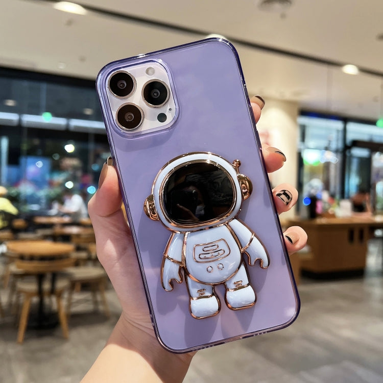 Plating Astronaut Holder TPU Phone Case, For iPhone 14, For iPhone 14 Plus, For iPhone 14 Pro, For iPhone 14 Pro Max, For iPhone 13, For iPhone 13 Pro