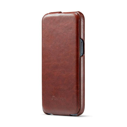 Fierre Shann Oil Wax Texture Vertical Flip PU Phone Case, For iPhone 14, For iPhone 14 Plus, For iPhone 14 Pro, For iPhone 14 Pro Max