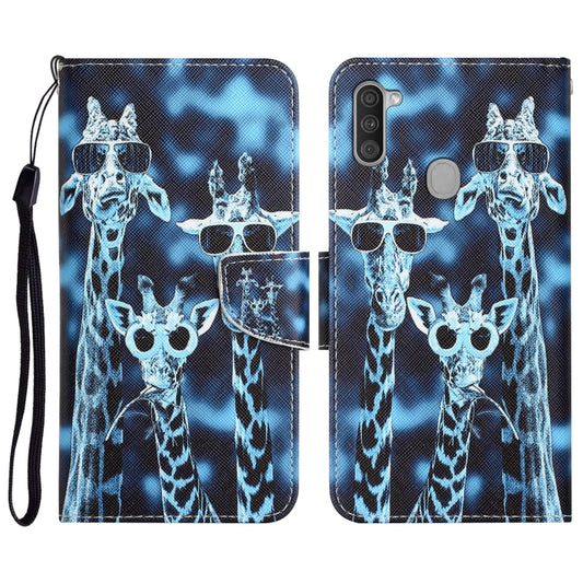 Colored Drawing Leather Phone Case, For Samsung Galaxy A11, For Samsung Galaxy A12, For Samsung Galaxy A13 4G