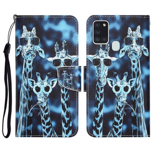 Colored Drawing Leather Phone Case, For Samsung Galaxy A21s, For Samsung Galaxy A22 4G, For Samsung Galaxy A22 5G