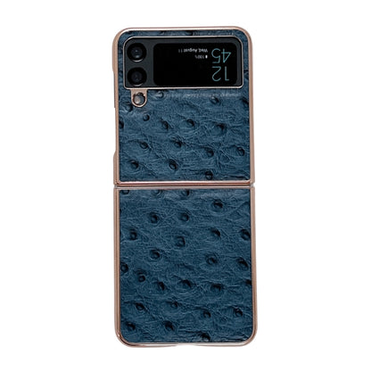 Genuine Leather Ostrich Texture Nano Electroplating Phone Case, For Samsung Galaxy Z Flip4 5G, For Samsung Galaxy Z Flip3 5G