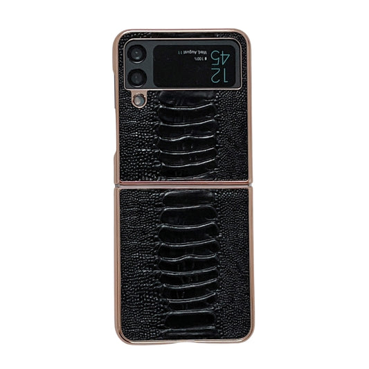 Genuine Leather Weilai Series Nano Electroplating Phone Case, For Samsung Galaxy Z Flip4 5G, For Samsung Galaxy Z Flip3 5G