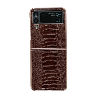 Genuine Leather Weilai Series Nano Electroplating Phone Case, For Samsung Galaxy Z Flip4 5G, For Samsung Galaxy Z Flip3 5G