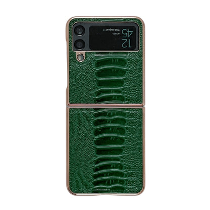 Genuine Leather Weilai Series Nano Electroplating Phone Case, For Samsung Galaxy Z Flip4 5G, For Samsung Galaxy Z Flip3 5G