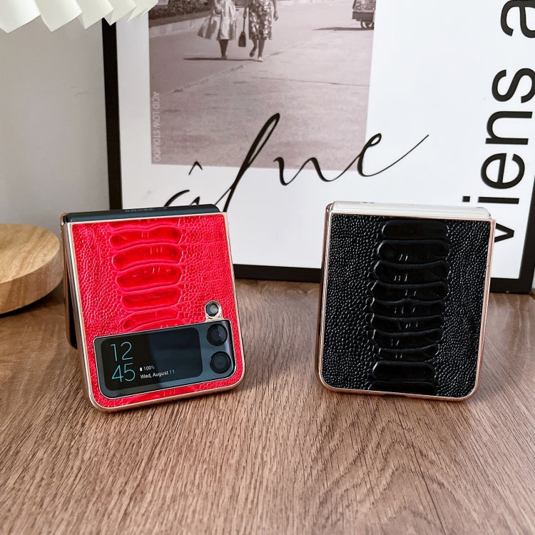 Genuine Leather Weilai Series Nano Electroplating Phone Case, For Samsung Galaxy Z Flip4 5G, For Samsung Galaxy Z Flip3 5G