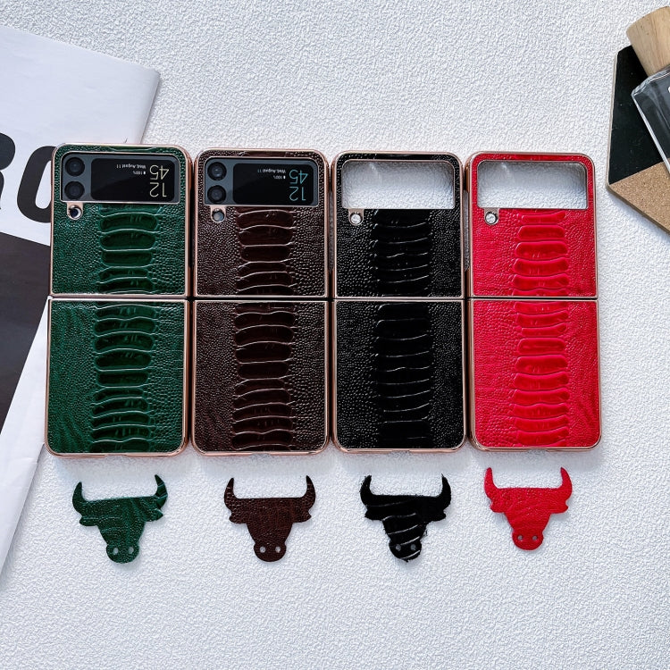 Genuine Leather Weilai Series Nano Electroplating Phone Case, For Samsung Galaxy Z Flip4 5G, For Samsung Galaxy Z Flip3 5G