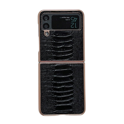 Genuine Leather Weilai Series Nano Electroplating Phone Case, For Samsung Galaxy Z Flip4 5G, For Samsung Galaxy Z Flip3 5G