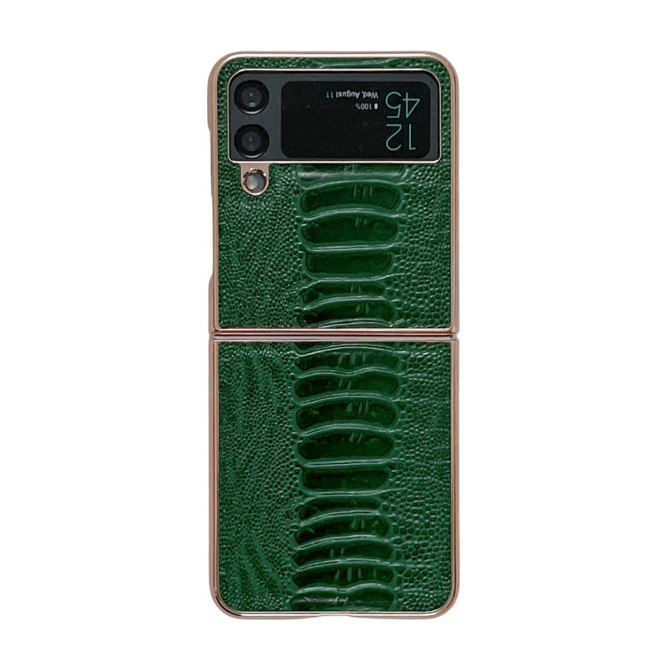 Genuine Leather Weilai Series Nano Electroplating Phone Case, For Samsung Galaxy Z Flip4 5G, For Samsung Galaxy Z Flip3 5G