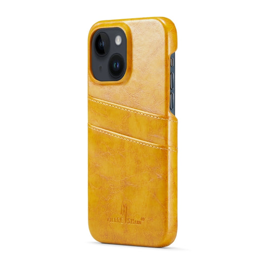 Fierre Shann Retro Oil Wax Texture PU Leather Case with Card Slots, For iPhone 14, For iPhone 14 Plus, For iPhone 14 Pro, For iPhone 14 Pro Max