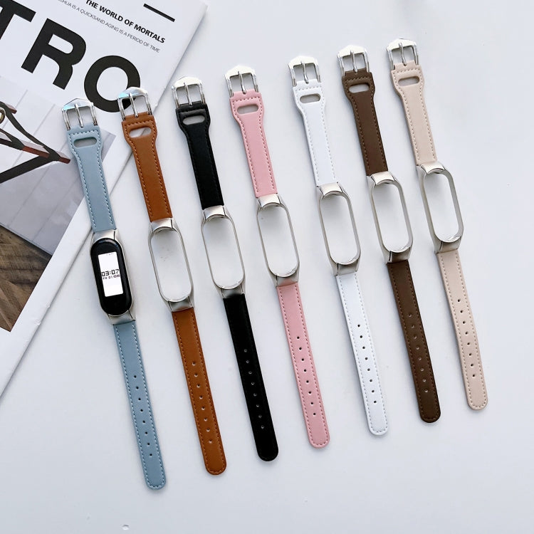 8-buckle Leather Watch Band, For Xiaomi Mi Band 3 / 4, For Xiaomi Mi Band  5 / 6, For Xiaomi Mi Band 7