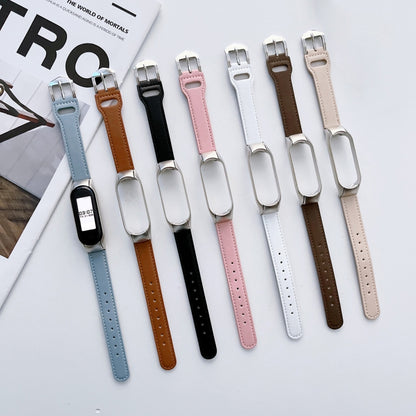 8-buckle Leather Watch Band, For Xiaomi Mi Band 3 / 4, For Xiaomi Mi Band  5 / 6, For Xiaomi Mi Band 7