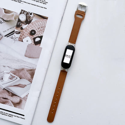 8-buckle Leather Watch Band, For Xiaomi Mi Band 3 / 4, For Xiaomi Mi Band  5 / 6, For Xiaomi Mi Band 7