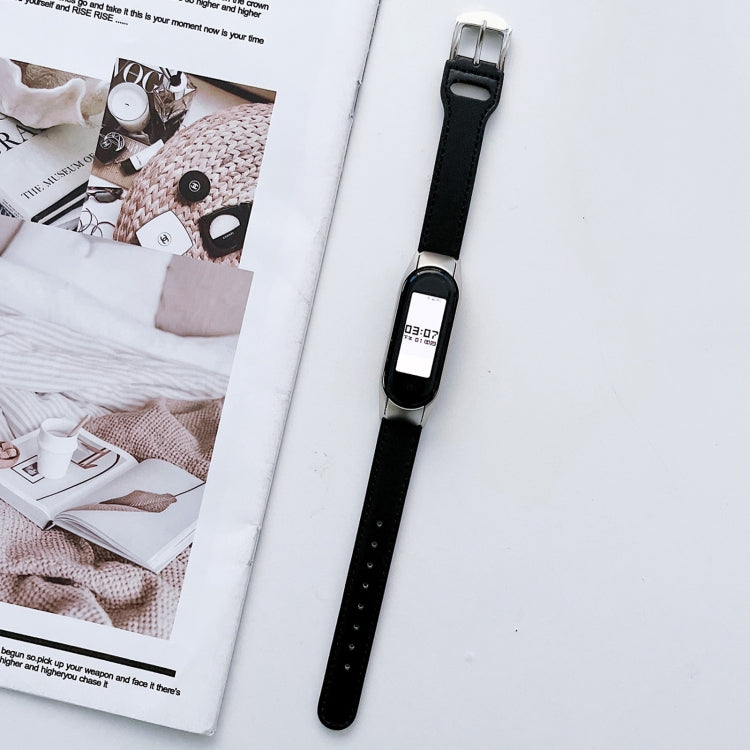 8-buckle Leather Watch Band, For Xiaomi Mi Band 3 / 4, For Xiaomi Mi Band  5 / 6, For Xiaomi Mi Band 7