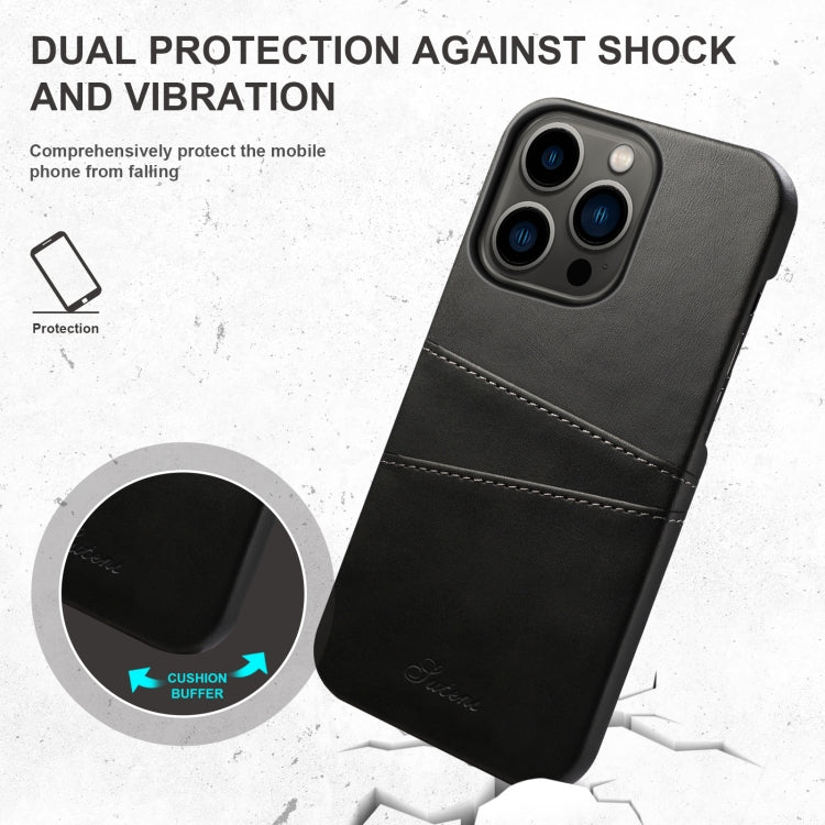 Suteni Calf Texture Card Slots Phone Case, For iPhone 14, For iPhone 14 Plus, For iPhone 14 Pro, For iPhone 14 Pro Max