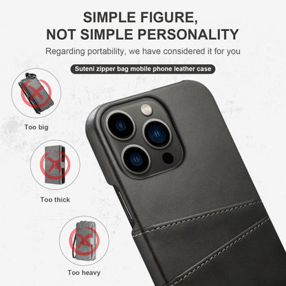 Suteni Calf Texture Card Slots Phone Case, For iPhone 14, For iPhone 14 Plus, For iPhone 14 Pro, For iPhone 14 Pro Max