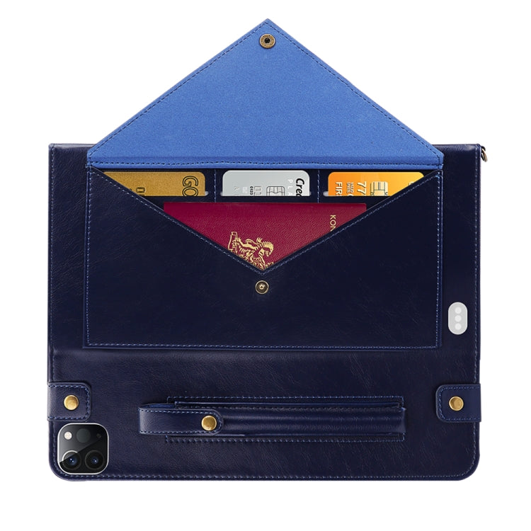 Envelope Horizontal Flip PU Leather Case with Card Slots & Pen Slots & Holder & Wallet & Photo Frame & Shoulder Strap, For iPad Pro 11 2021 / 2020, For iPad Pro 12.9 2021 / 2020