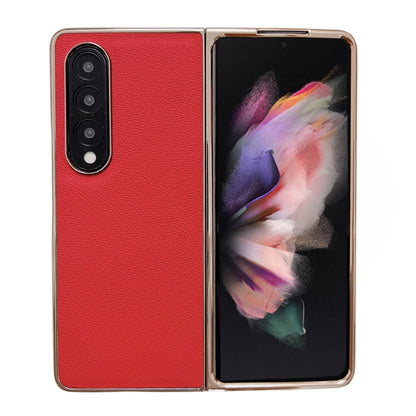 Genuine Leather Luolai Series Nano Plating Phone Case, For Samsung Galaxy Z Fold4 5G, For Samsung Galaxy Z Fold3 5G