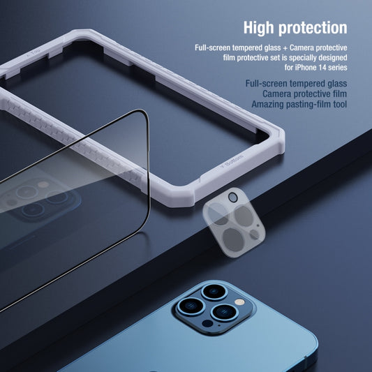 NILLKIN 2 in 1 HD Full Screen Tempered Glass Film + Camera Protector Set, For iPhone 14, For iPhone 14 Plus, For iPhone 14 Pro, For iPhone 14 Pro Max