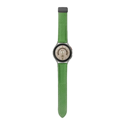 For Samsung Galaxy Watch5 40mm / 44mm Litchi Genuine Leather Watch Band, Black Buckle, Silver Buckle