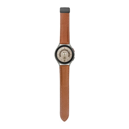 For Samsung Galaxy Watch5 40mm / 44mm Litchi Genuine Leather Watch Band, Black Buckle, Silver Buckle