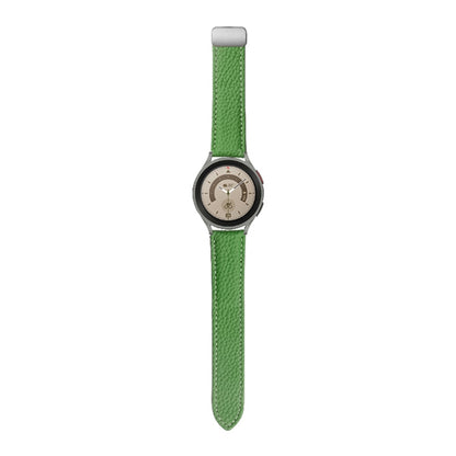 For Samsung Galaxy Watch5 40mm / 44mm Litchi Genuine Leather Watch Band, Black Buckle, Silver Buckle