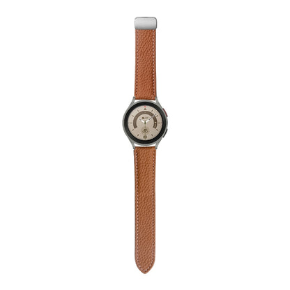 For Samsung Galaxy Watch5 40mm / 44mm Litchi Genuine Leather Watch Band, Black Buckle, Silver Buckle