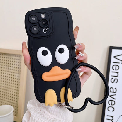 Wave Edge Big Duck Silicone Phone Case with Wristband, For iPhone 12 Pro Max, For iPhone 11, For iPhone 11 Pro, For iPhone 11 Pro Max, For iPhone 13 mini