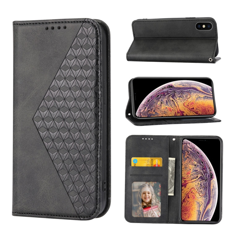 Cubic Grid Calf Texture Magnetic Closure Leather Phone Case, For iPhone 12 mini, For iPhone 12 / 12 Pro, For iPhone 12 Pro Max, For iPhone 11, For iPhone 11 Pro, For iPhone 11 Pro Max, For iPhone X / XS, For iPhone XR