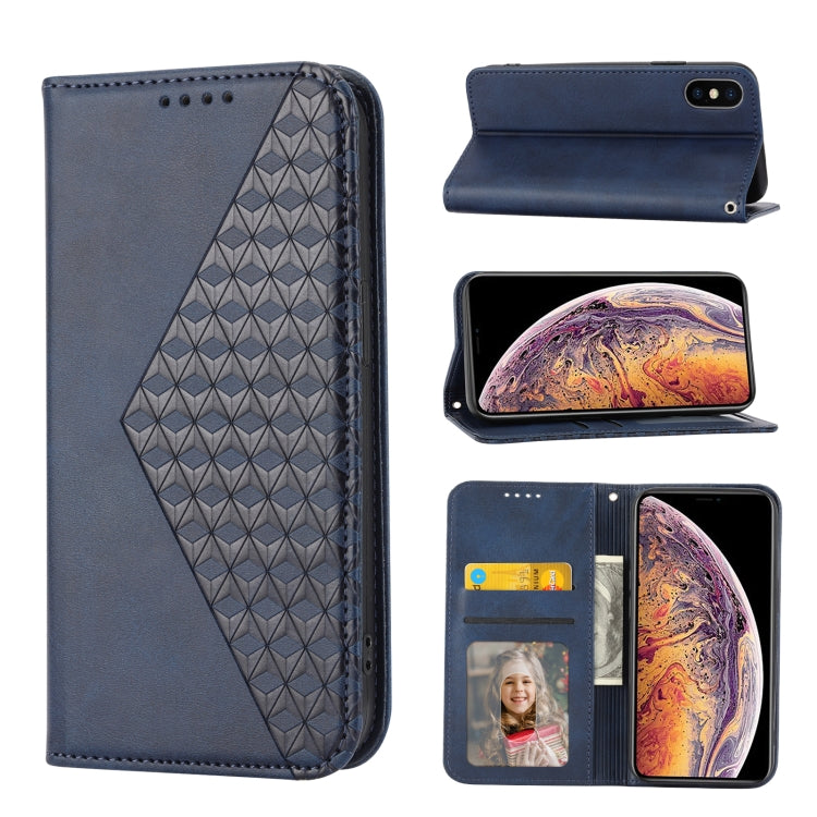 Cubic Grid Calf Texture Magnetic Closure Leather Phone Case, For iPhone 12 mini, For iPhone 12 / 12 Pro, For iPhone 12 Pro Max, For iPhone 11, For iPhone 11 Pro, For iPhone 11 Pro Max, For iPhone X / XS, For iPhone XR