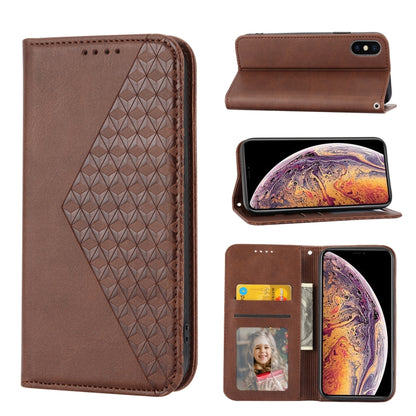 Cubic Grid Calf Texture Magnetic Closure Leather Phone Case, For iPhone XS Max, For iPhone SE 2022 / SE 2020 / 7 / 8, For iPhone 7 Plus / 8 Plus