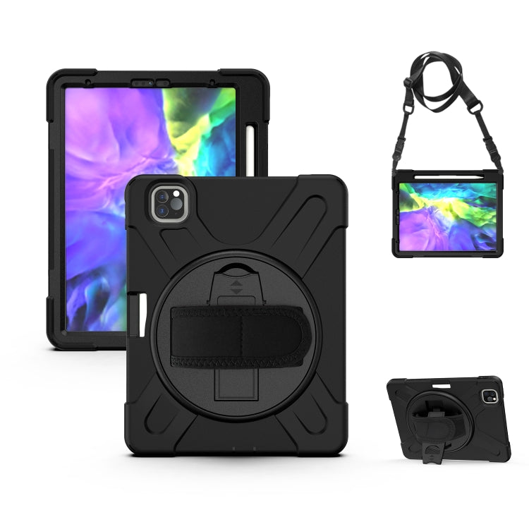 For iPad Pro 12.9 (2020) 360 Degree Rotation Silicone Protective Cover with Holder & Hand Strap & Long Strap & Pencil Slot, For iPad Pro 12.9 2020 / 2018, For iPad Pro 12.9 2022 / 2020 / 2021 / 2018