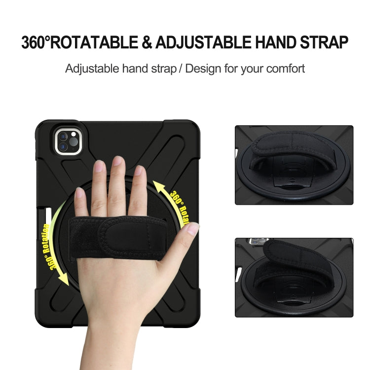 For iPad Pro 12.9 (2020) 360 Degree Rotation Silicone Protective Cover with Holder & Hand Strap & Long Strap & Pencil Slot, For iPad Pro 12.9 2020 / 2018, For iPad Pro 12.9 2022 / 2020 / 2021 / 2018