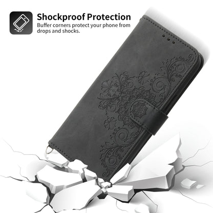 Skin-feel Flowers Embossed Wallet Leather Phone Case, For iPhone 14, For iPhone 14 Plus, For iPhone 14 Pro, For iPhone 14 Pro Max