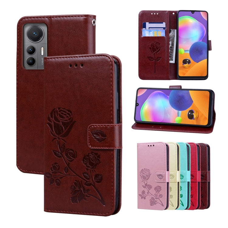 Rose Embossed Flip PU Leather Phone Case, For Xiaomi 12 Lite, For Xiaomi 12 Pro, For Xiaomi Redmi Note 11T Pro 5G, For Xiaomi Poco M4 Pro 4G, For Xiaomi Poco X4 Pro 5G