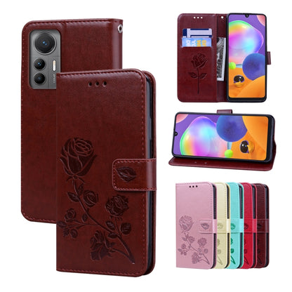 Rose Embossed Flip PU Leather Phone Case, For Xiaomi 12 Lite, For Xiaomi 12 Pro, For Xiaomi Redmi Note 11T Pro 5G, For Xiaomi Poco M4 Pro 4G, For Xiaomi Poco X4 Pro 5G