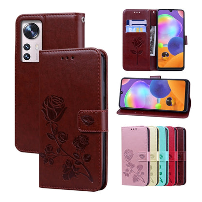Rose Embossed Flip PU Leather Phone Case, For Xiaomi 12 Lite, For Xiaomi 12 Pro, For Xiaomi Redmi Note 11T Pro 5G, For Xiaomi Poco M4 Pro 4G, For Xiaomi Poco X4 Pro 5G