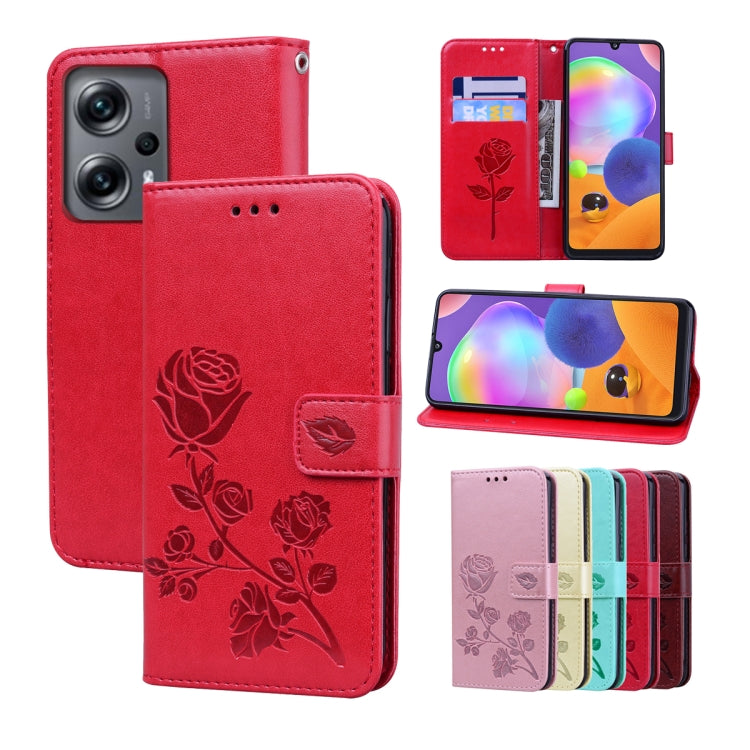 Rose Embossed Flip PU Leather Phone Case, For Xiaomi 12 Lite, For Xiaomi 12 Pro, For Xiaomi Redmi Note 11T Pro 5G, For Xiaomi Poco M4 Pro 4G, For Xiaomi Poco X4 Pro 5G