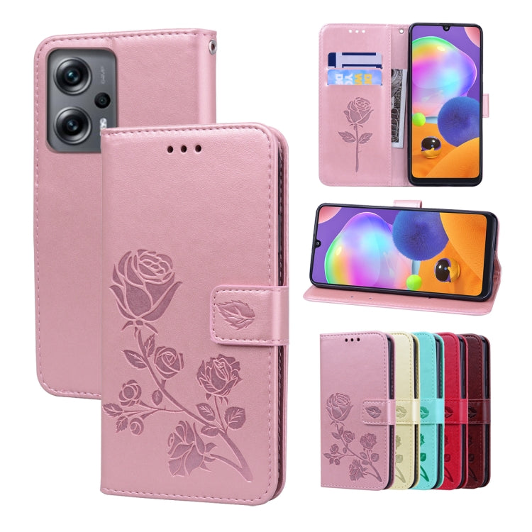 Rose Embossed Flip PU Leather Phone Case, For Xiaomi 12 Lite, For Xiaomi 12 Pro, For Xiaomi Redmi Note 11T Pro 5G, For Xiaomi Poco M4 Pro 4G, For Xiaomi Poco X4 Pro 5G