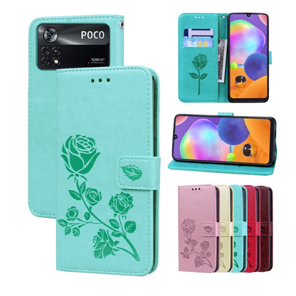 Rose Embossed Flip PU Leather Phone Case, For Xiaomi 12 Lite, For Xiaomi 12 Pro, For Xiaomi Redmi Note 11T Pro 5G, For Xiaomi Poco M4 Pro 4G, For Xiaomi Poco X4 Pro 5G