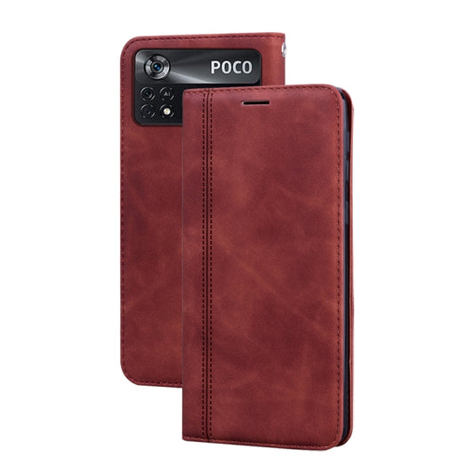 Frosted Business Magnetic Horizontal Flip PU Phone Case, For Xiaomi Poco X4 Pro 5G