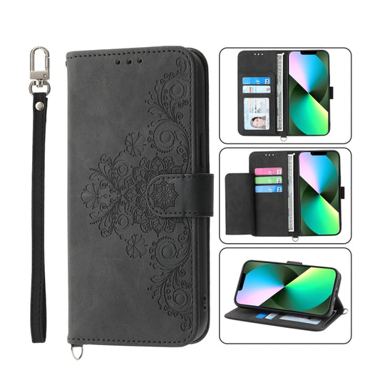Skin-feel Flowers Embossed Wallet Leather Phone Case, For iPhone 13 Pro Max, For iPhone 13 Pro, For iPhone 13, For iPhone 13 mini, For iPhone 12 Pro Max, For iPhone 12 / 12 Pro, For iPhone 12 mini, For iPhone 11 Pro Max, For iPhone 11 Pro