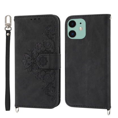 Skin-feel Flowers Embossed Wallet Leather Phone Case, For iPhone 11, For iPhone XS Max, For iPhone XS / X, For iPhone XR, For iPhone SE 2022 / SE 2020 / 8 / 7, For iPhone 8 Plus / 7 Plus