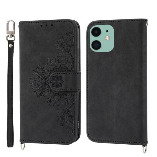 Skin-feel Flowers Embossed Wallet Leather Phone Case, For iPhone 11, For iPhone XS Max, For iPhone XS / X, For iPhone XR, For iPhone SE 2022 / SE 2020 / 8 / 7, For iPhone 8 Plus / 7 Plus
