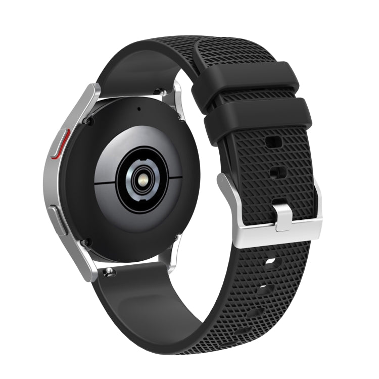 20mm Pockmarked Silver Buckle Silicone Watch Band, For Samsung Galaxy Watch5 40mm/44mm / Watch5 Pro