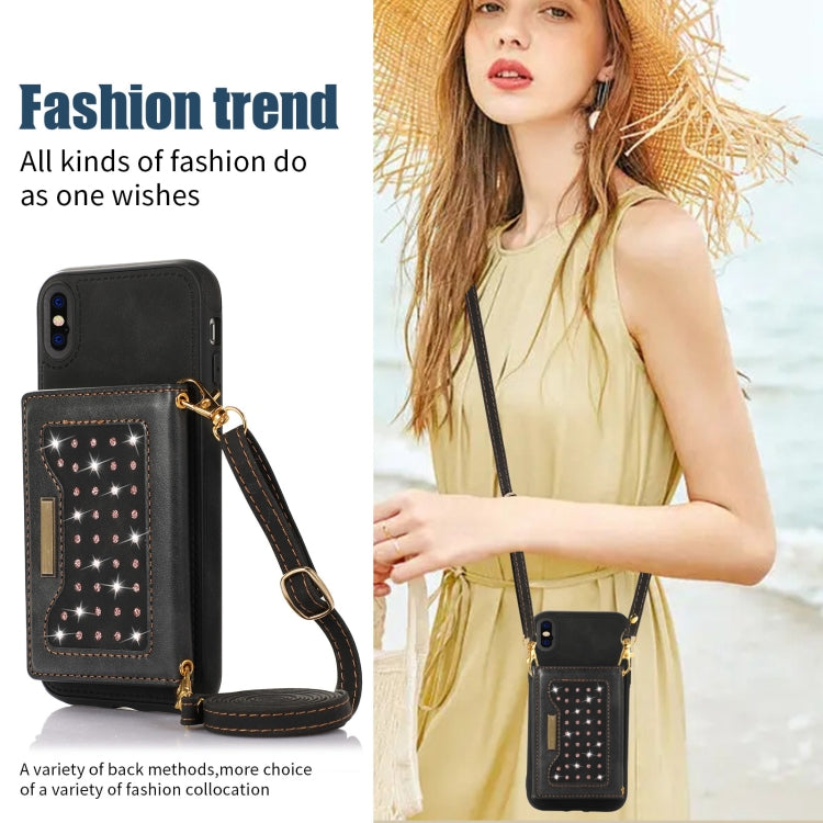 Three-fold RFID Leather Phone Case with Lanyard, For iPhone XS, For iPhone XS Max, For Samsung Galaxy A12, For Samsung Galaxy A13 4G/A13 5G, For Samsung Galaxy A51 4G, For Samsung Galaxy A53 5G, For Samsung Galaxy A52 5G/A52s 5G                        ...