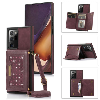 Three-fold RFID Leather Phone Case with Lanyard, For Samsung Galaxy Note20 Ultra, For Samsung Galaxy S20, For Samsung Galaxy S20+, For Samsung Galaxy S20 FE, For Samsung Galaxy S21, For Samsung Galaxy S22, For Samsung Galaxy S21 Ultra                  ...